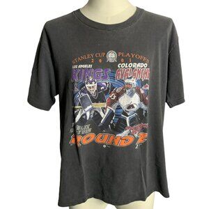 Vintage Y2K Stanley Cup T Shirt L Faded Crewneck Single Stitch Kings Avalanche